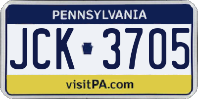 PA license plate JCK3705