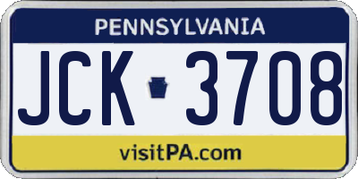 PA license plate JCK3708