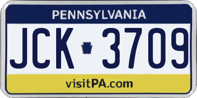 PA license plate JCK3709