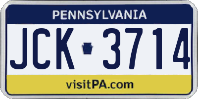 PA license plate JCK3714