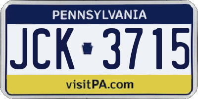 PA license plate JCK3715