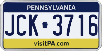 PA license plate JCK3716