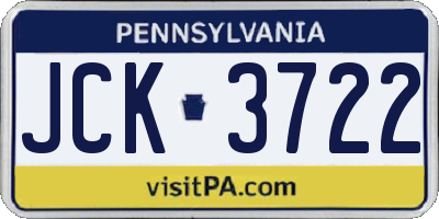 PA license plate JCK3722
