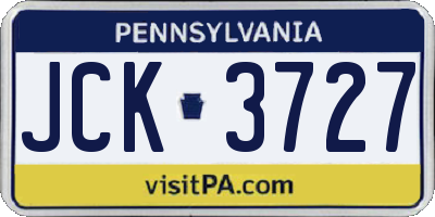 PA license plate JCK3727