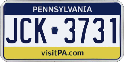PA license plate JCK3731