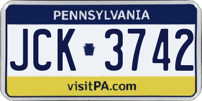 PA license plate JCK3742