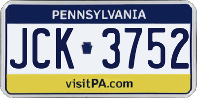 PA license plate JCK3752