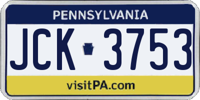 PA license plate JCK3753
