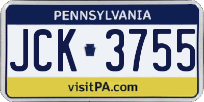 PA license plate JCK3755