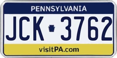 PA license plate JCK3762