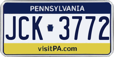 PA license plate JCK3772