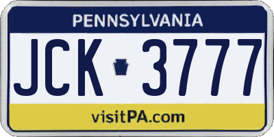 PA license plate JCK3777