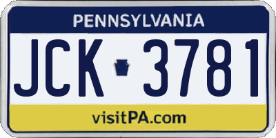 PA license plate JCK3781