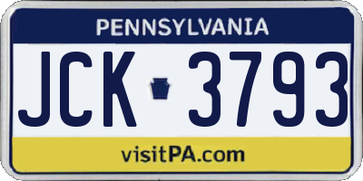 PA license plate JCK3793