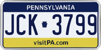 PA license plate JCK3799