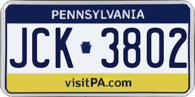 PA license plate JCK3802