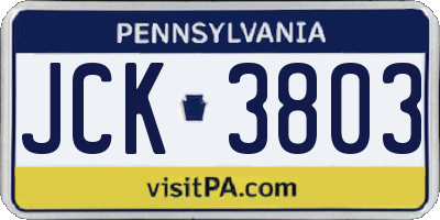 PA license plate JCK3803