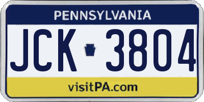 PA license plate JCK3804
