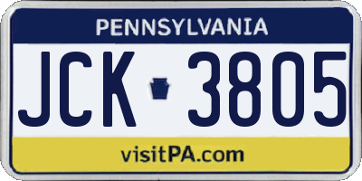 PA license plate JCK3805