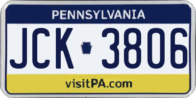 PA license plate JCK3806