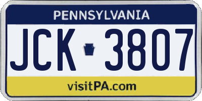 PA license plate JCK3807