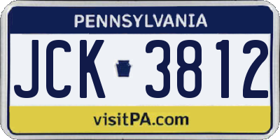 PA license plate JCK3812