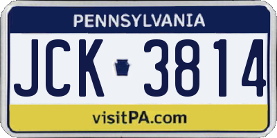 PA license plate JCK3814