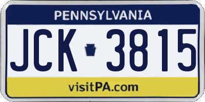 PA license plate JCK3815