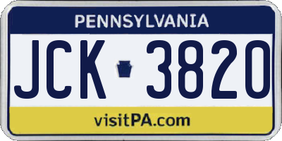 PA license plate JCK3820
