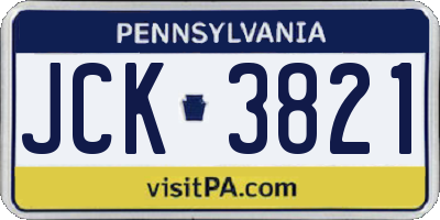PA license plate JCK3821