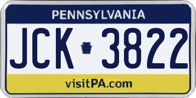 PA license plate JCK3822