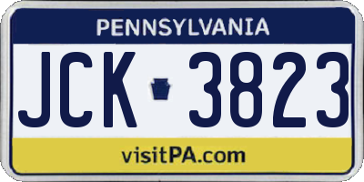 PA license plate JCK3823