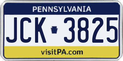 PA license plate JCK3825
