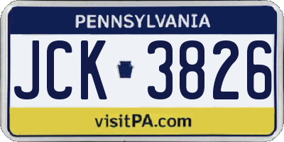 PA license plate JCK3826