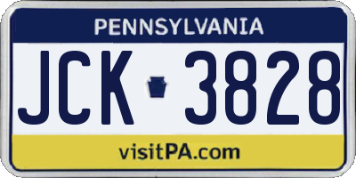PA license plate JCK3828