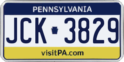 PA license plate JCK3829