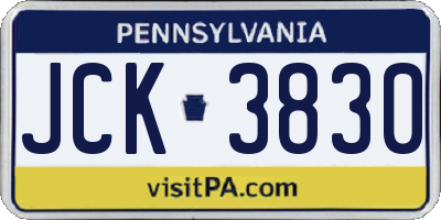 PA license plate JCK3830