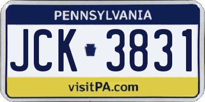 PA license plate JCK3831