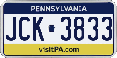 PA license plate JCK3833