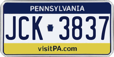 PA license plate JCK3837