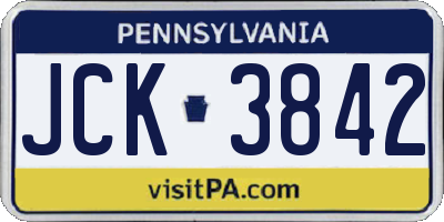 PA license plate JCK3842