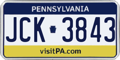 PA license plate JCK3843
