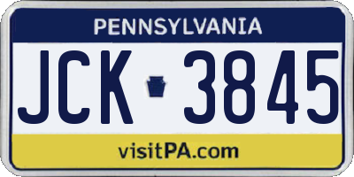 PA license plate JCK3845