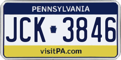 PA license plate JCK3846