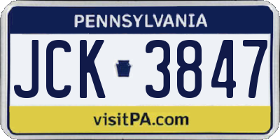 PA license plate JCK3847