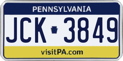 PA license plate JCK3849