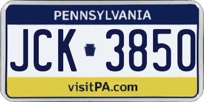 PA license plate JCK3850