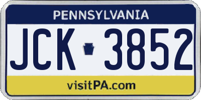PA license plate JCK3852