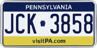 PA license plate JCK3858