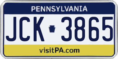 PA license plate JCK3865